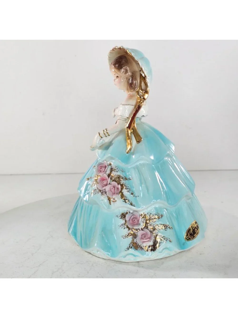 Josef Originals Magnolia Series Blue Dress Lady Holding Parasol Figure *REPAIRED